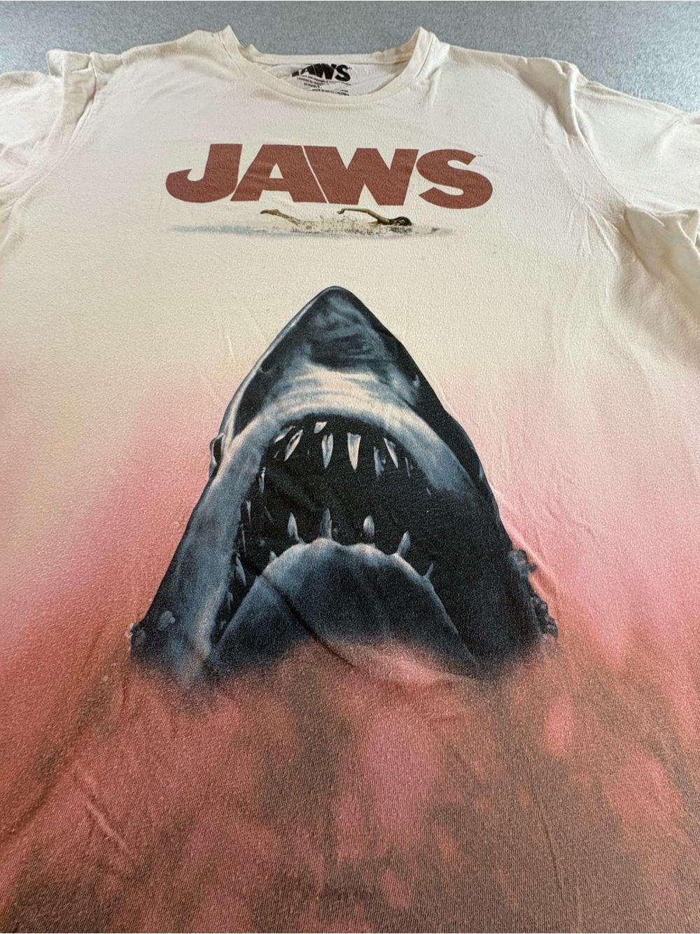 JAWS Graphic Tee in Cream and Coral Ombre - Picture 2 of 3